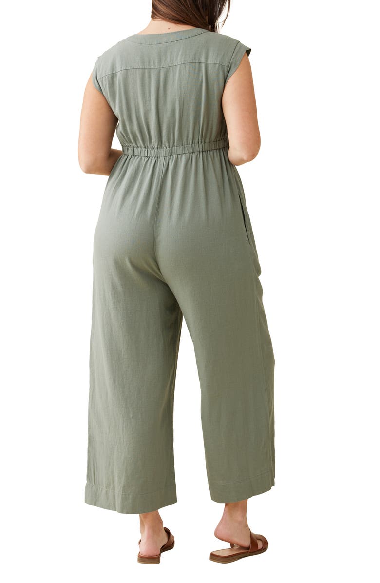 Ingrid & Isabel<sup>®</sup> Sleeveless Linen Blend Maternity Jumpsuit, Alternate, color, Agave