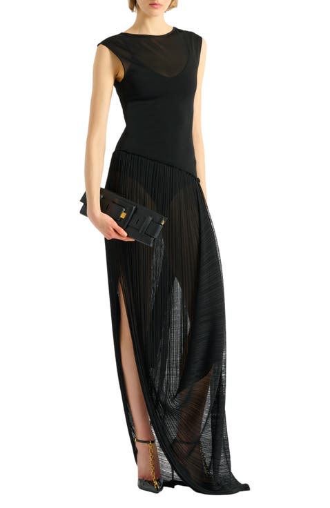 Long draped viscose dress