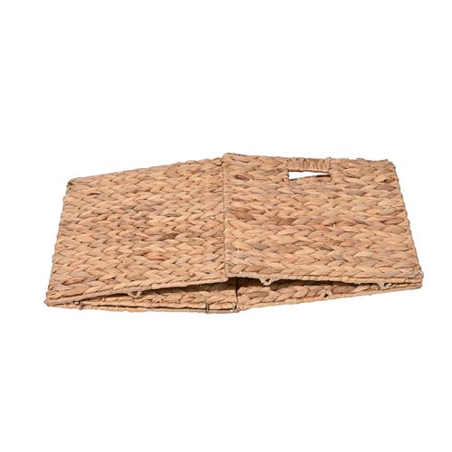 Happimess Bryce Classic Farmhouse Handwoven Hyacinth Collapsible Storage Cube Baskets With Handles, In Natural