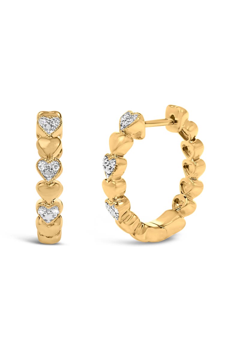 Gold Vermeil Diamond Accent Mini Heart Hoop Earring, Alternate, color, Silver