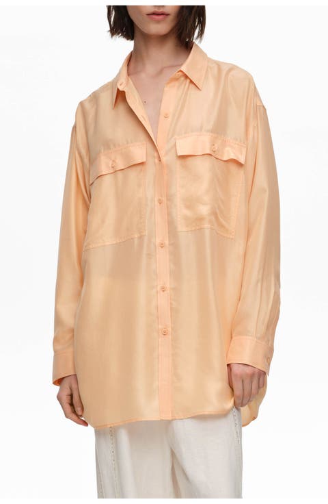 Oversized Silk Long Shirt