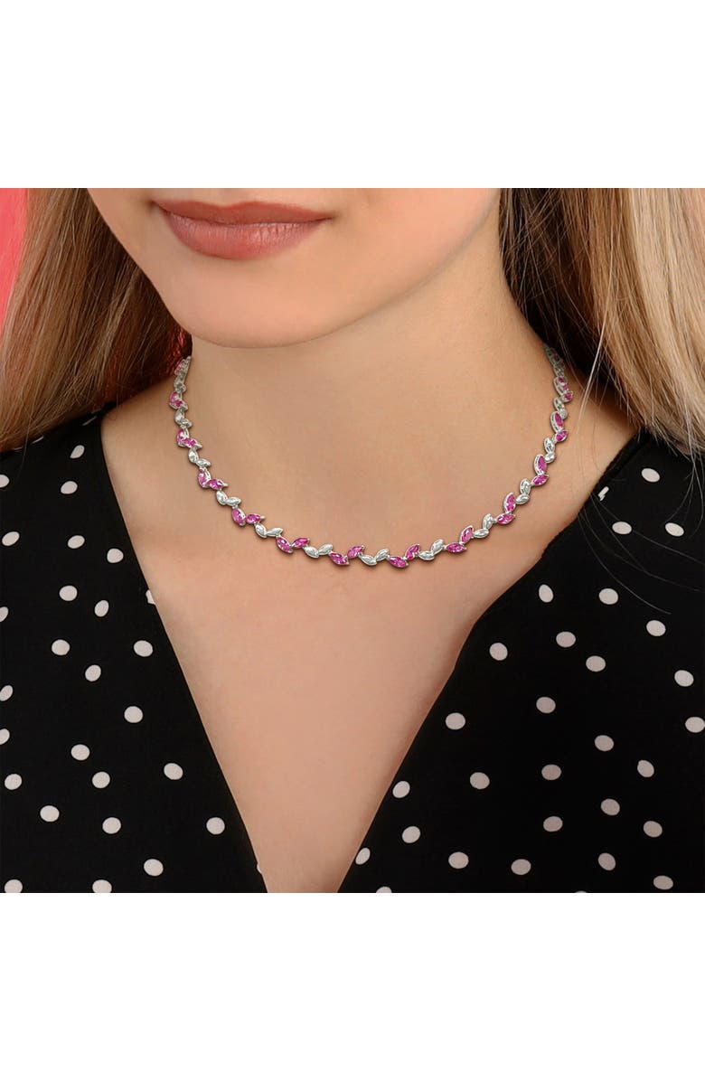 Julianna B. Created Pink Sapphire Alternate Leaf Necklace, Alternate, color, Created Sapphire