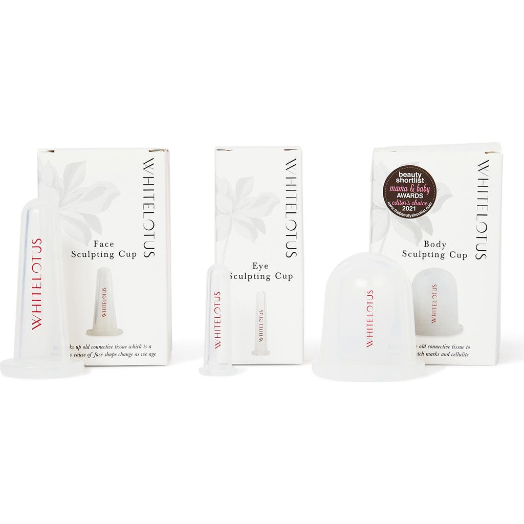 White Lotus Beauty Face, Eye & Body Sculpting Cupping Set In White