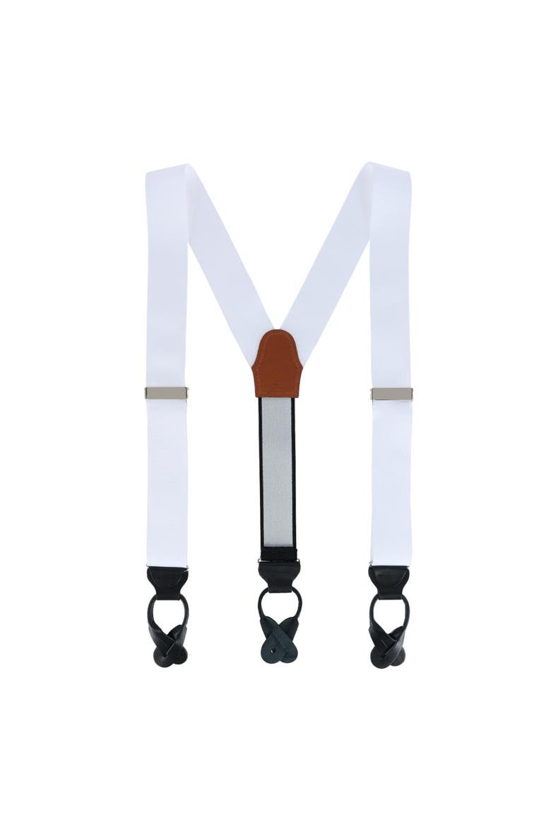 Phoenix 38mm Grosgrain Non Stretch Ribbon Button End Suspenders, Alternate, color, White