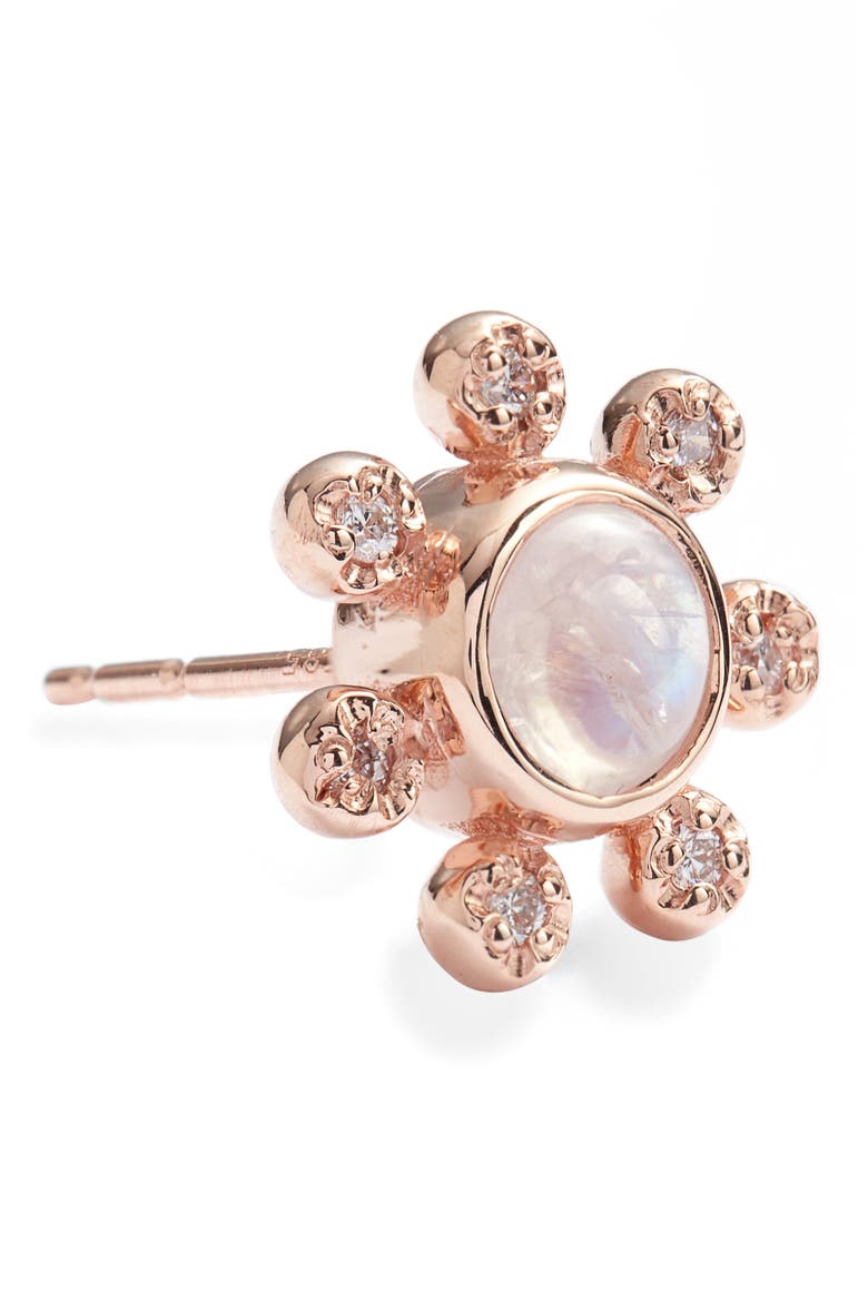Dew Drop Moonstone Stud Earrings, Alternate, color, ROSE GOLD