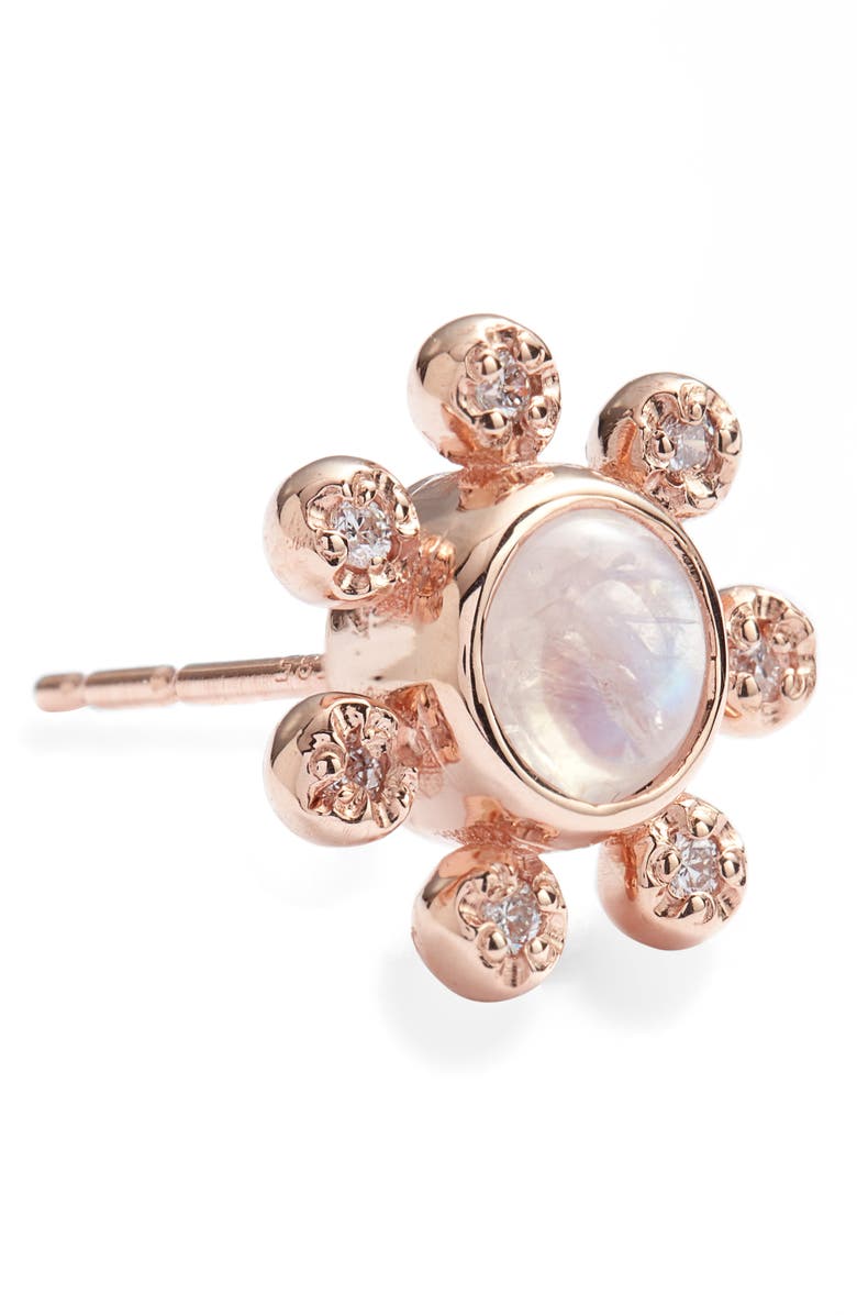 Anzie Dew Drop Moonstone Stud Earrings, Alternate, color, Rose Gold