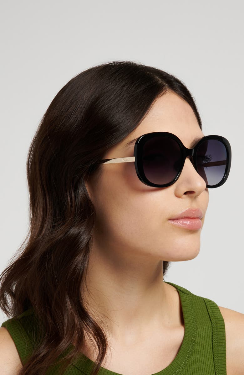 Fossil 56m Gradient Oval Sunglasses, Alternate, color, Black/ Dark Grey Sf