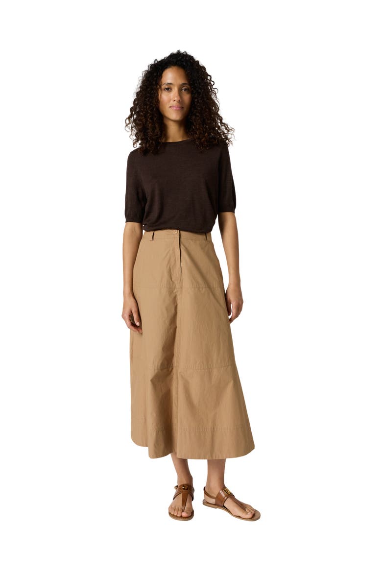Jina High Waist A-Line Midi Skirt, Alternate, color, Caramel