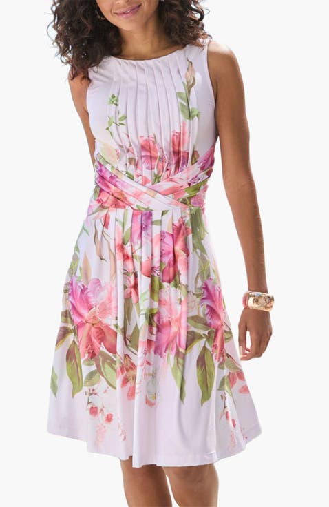 Women's Pleated Floral Dress