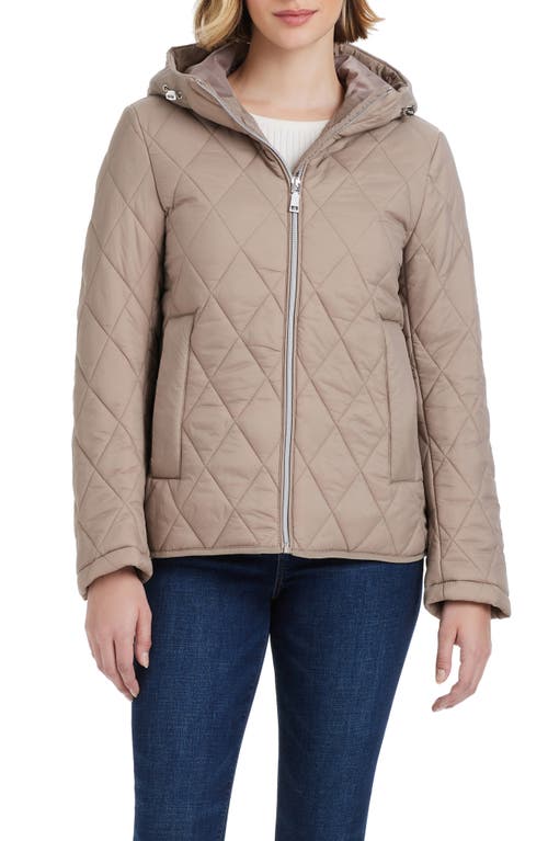 Shop Vince Camuto Water Resistant Hooded Quilted Jacket In Taupe