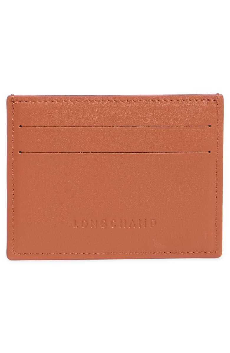 Longchamp Le Roseau Leather Card Case, Alternate, color, Bark