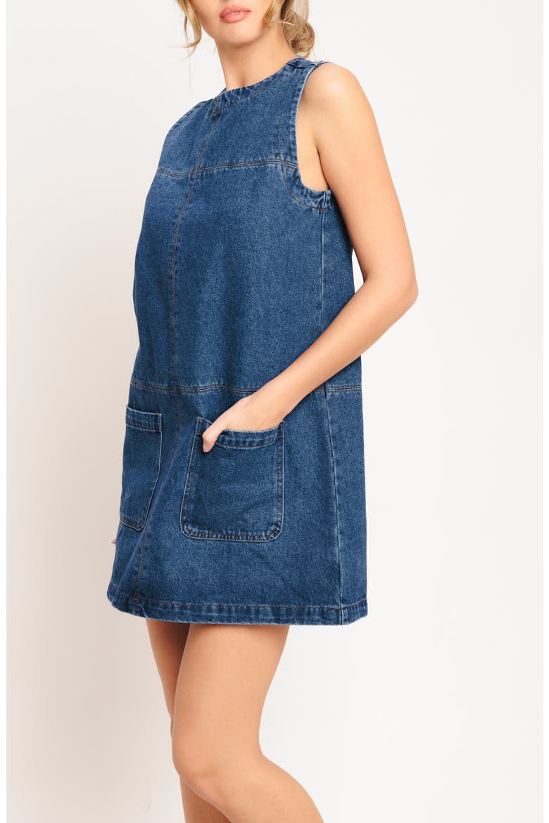 Denim Minidress, Alternate, color, MEDIUM INDIGO