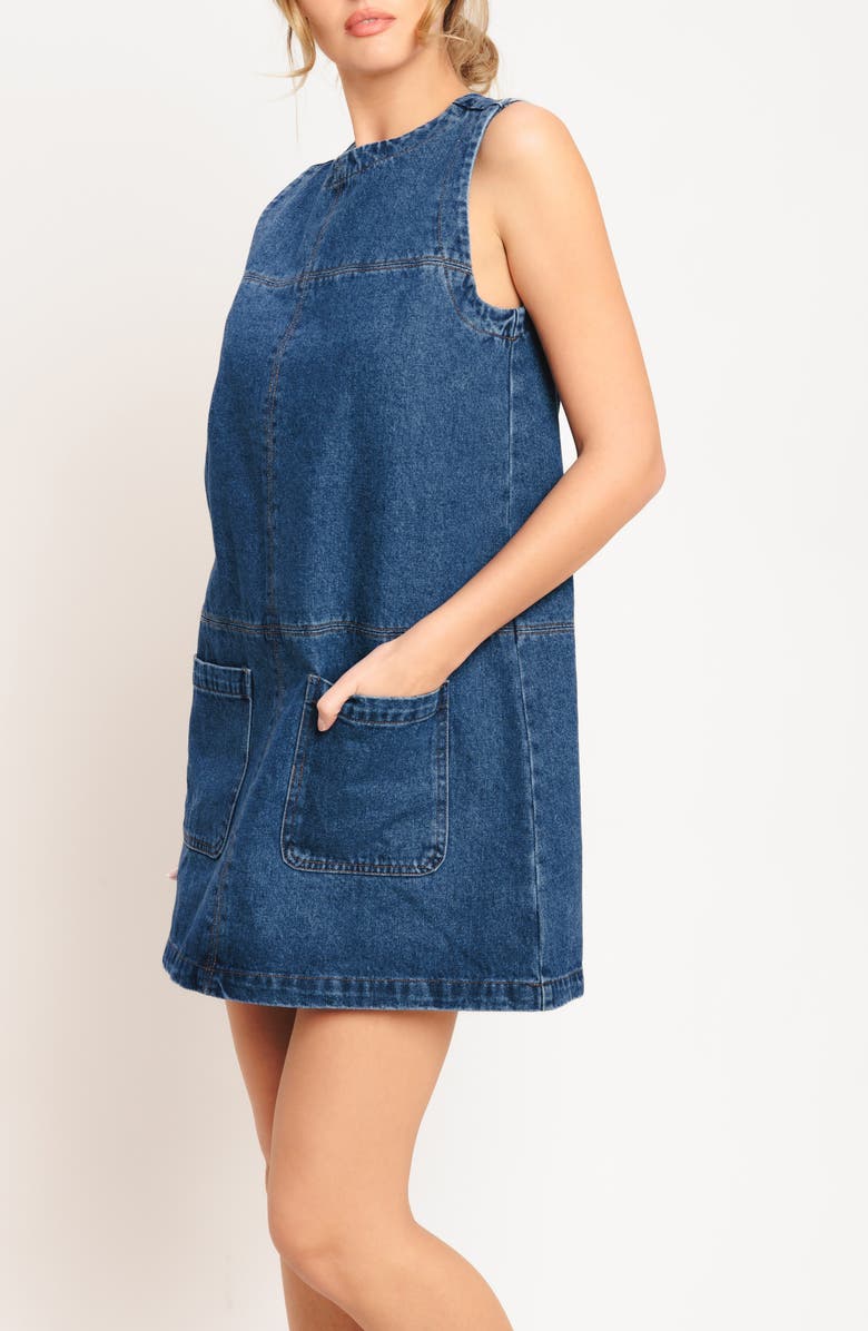 FLYING TOMATO Denim Minidress, Alternate, color, Medium Indigo