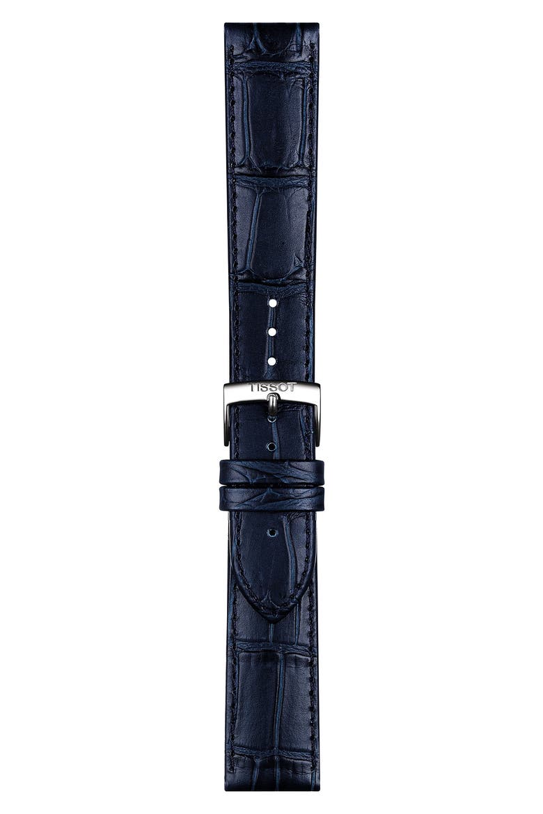 T-Classic Carson Powermatic 80 Leather Strap Watch, 40mm, Alternate, color, BLUE/ SILVER