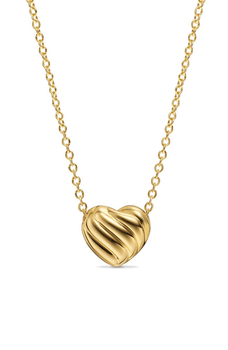 David Yurman Diamond Puffy Heart Pendant Necklace, Alternate, color, 18K Gold