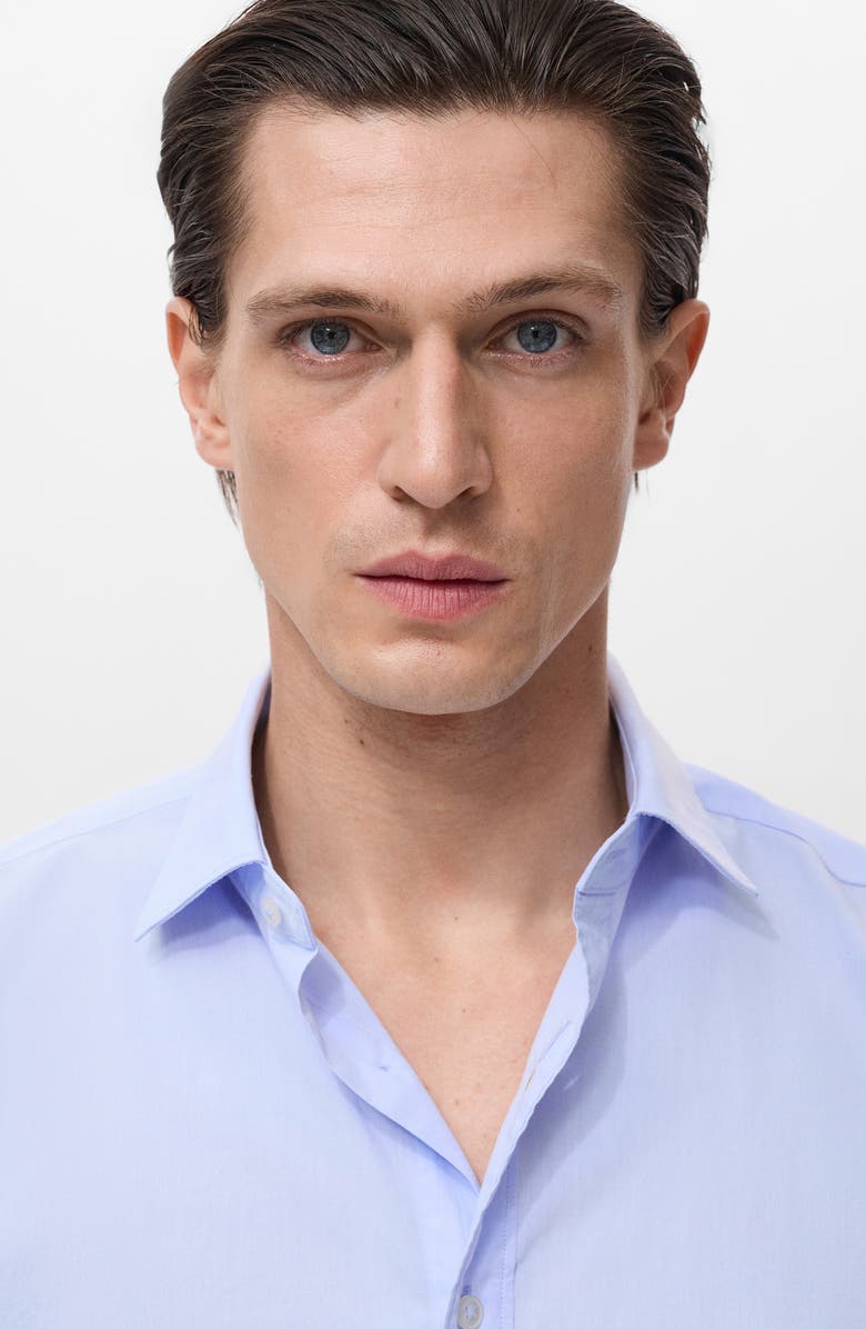 MANGO Solid Regular Fit Button-Up Shirt, Alternate, color, Sky Blue