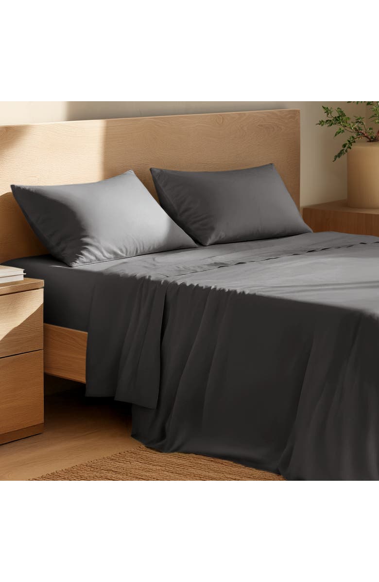 Bare Home 100% Organic Cotton Percale Cooling Sheet Set - Split King, Alternate, color, Grey