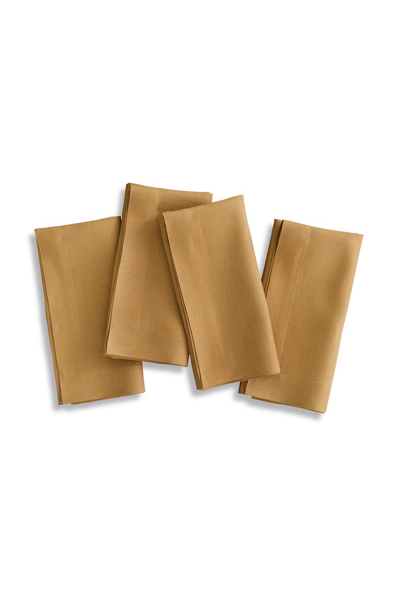 Linen Dinner Napkins Set of 4, 20 x 20" - Fete, Main, color, Caramel