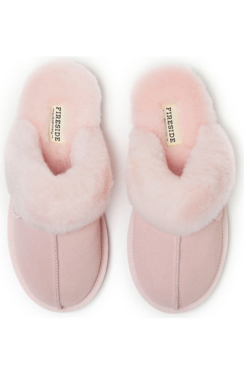 DEARFOAMS Fireside Sydney Genuine Shearling Scuff Slipper, Alternate, color, Pink