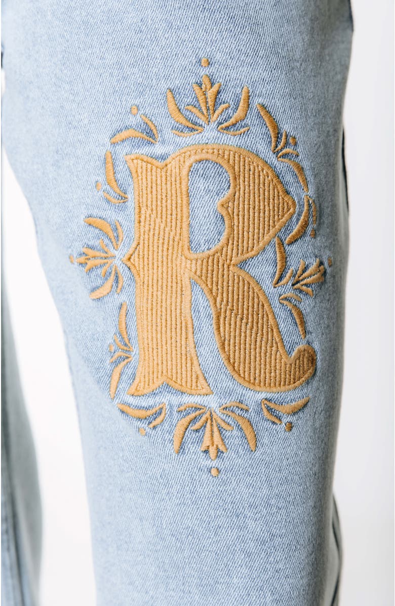 Colourful Rebel Gaias CR Logo High Rise Straight Leg Denim Pants, Alternate, color, Light Blue Denim