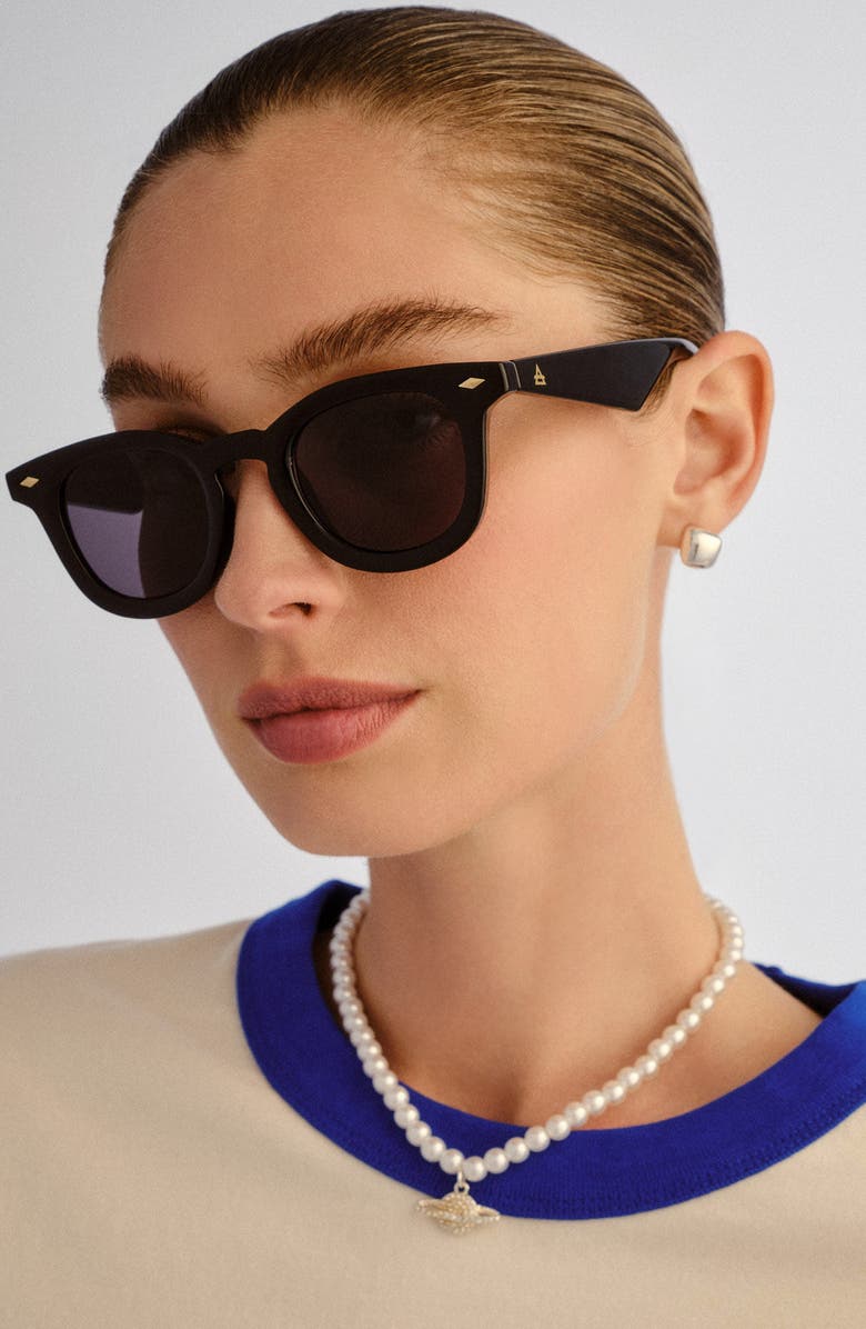 AIRE Aperture 45mm Round Sunglasses, Alternate, color, Black / Smoke Mono