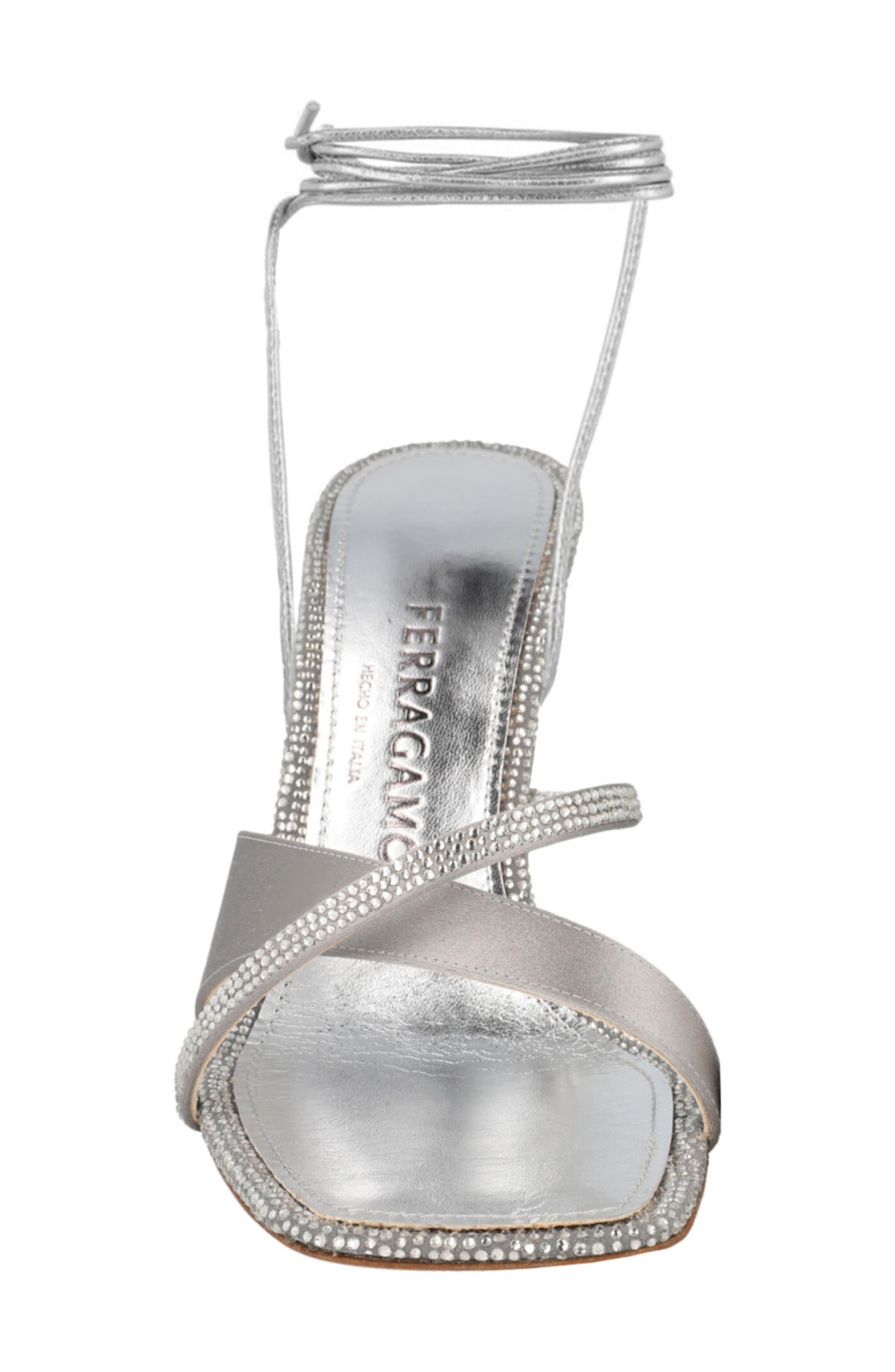 FERRAGAMO Allegra Crystal Embellished Sandal, Alternate, color, Grey