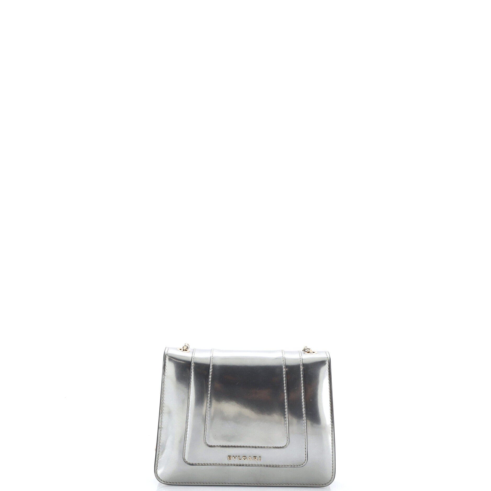 Serpenti Forever Square Shoulder Bag Metallic Leather Small, Alternate, color, Metallic Silver