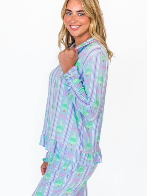 Rufflebutts Ruffle Flare Pajama Set In Blue