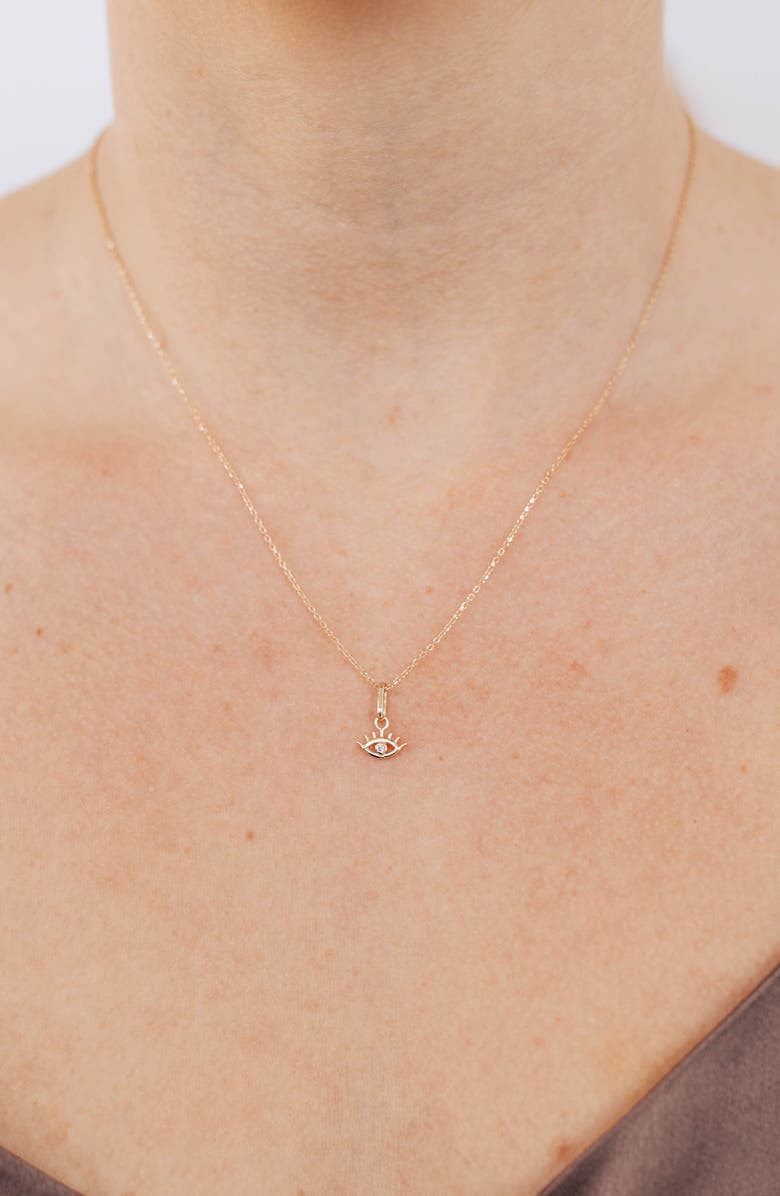 Anzie x Mel Soldera Lash Evil Eye Pendant Charm, Alternate, color, Gold/ Diamond