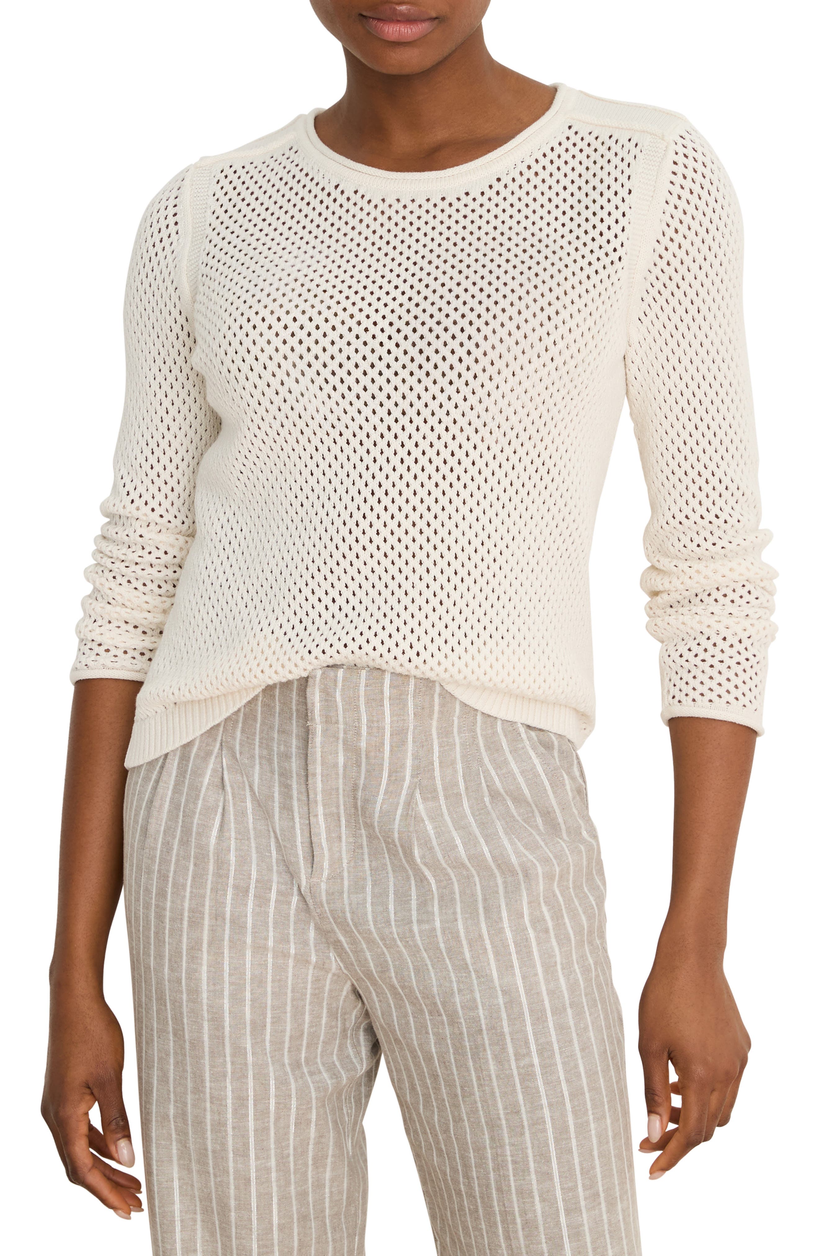 Breezeway Open Knit Cotton Blend Sweater - image 3