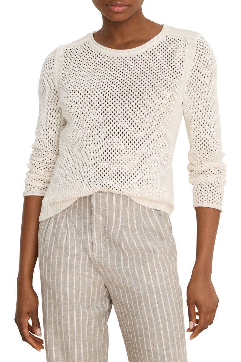 Breezeway Open Knit Cotton Blend Sweater, Main, color, CLASSIC CREAM