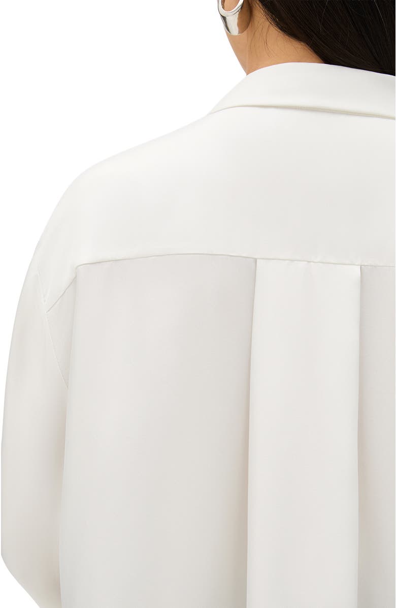 Another Tomorrow Silk Pleat Back Shirt, Alternate, color, Off White
