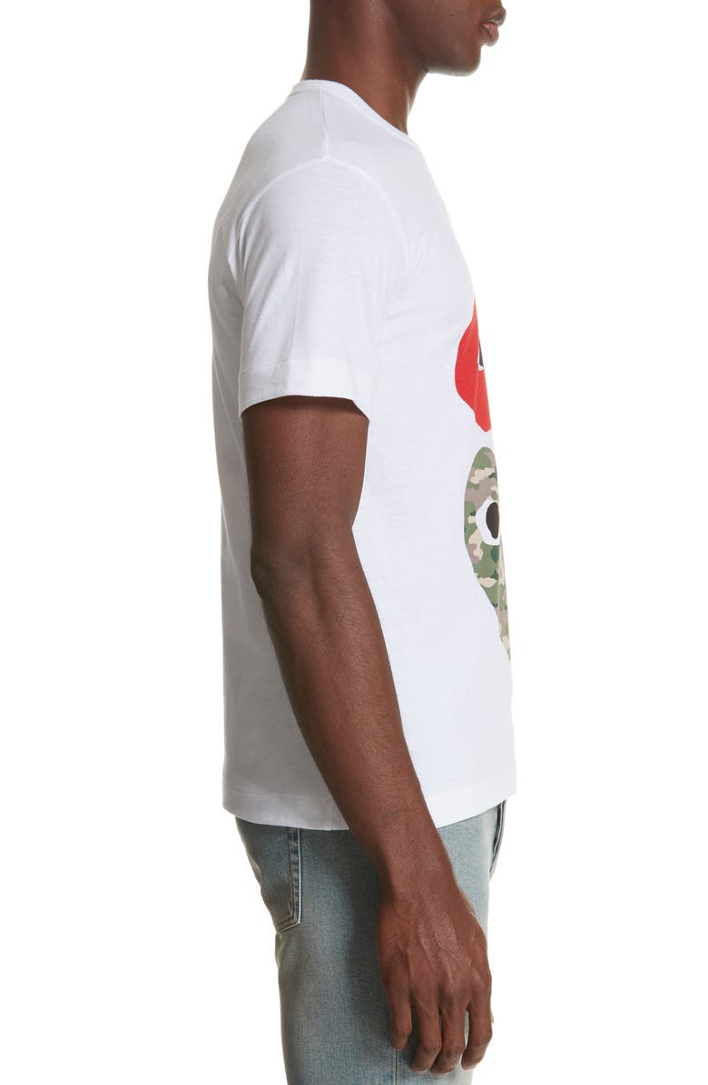 Comme des Garçons PLAY Camo Double Heart T-Shirt, Alternate, color, White 1