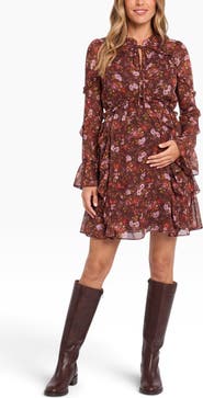 MOTHERHOOD MATERNITY Long Sleeve Ruffle Mini Dress