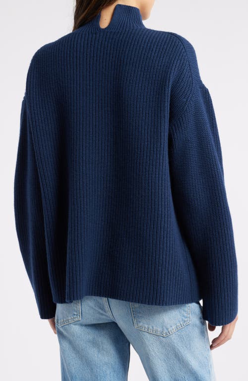 Rails Sanna Turtleneck Merino Wool & Cotton Sweater In Dark Slate