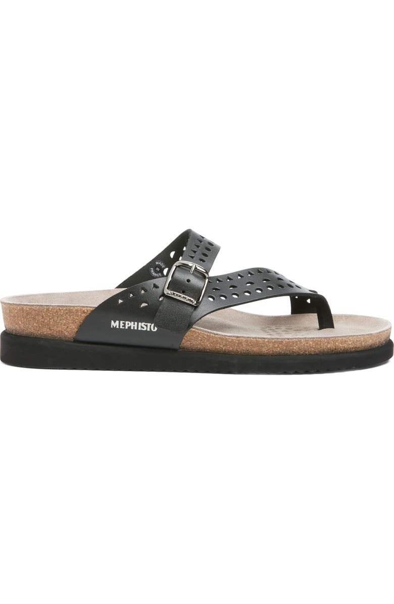Mephisto Helena Perforated Toe Loop Sandal, Alternate, color, Black Perf