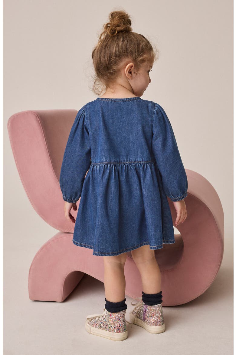 Kids' Denim Frill Dress, Alternate, color, BLUE