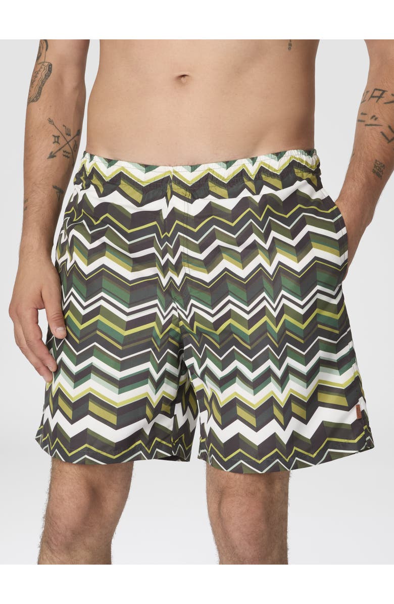 UM Long Swim Shorts With Irregular Zigzag Print, Alternate, color, Green