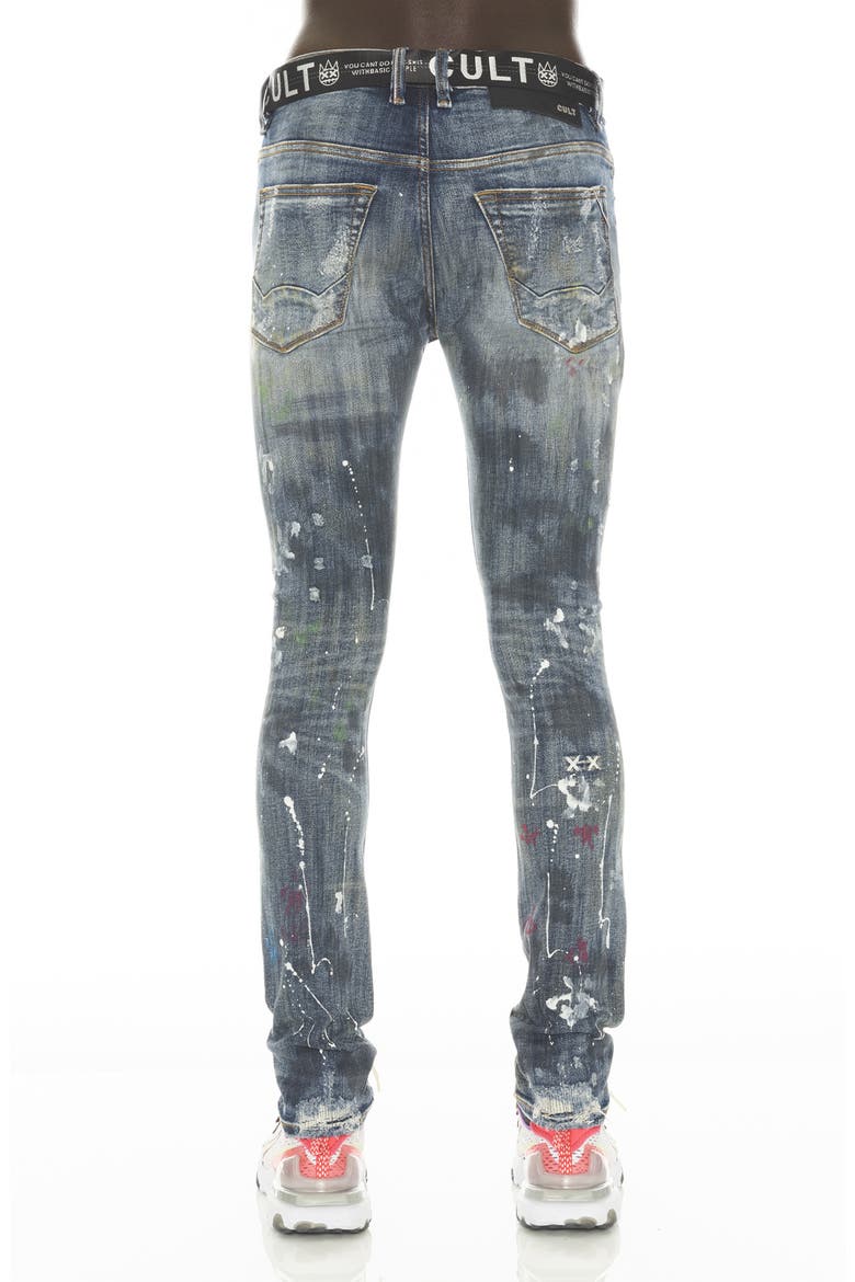 Punk Belted Distressed Super Skinny Jeans, Alternate, color, CHAOS