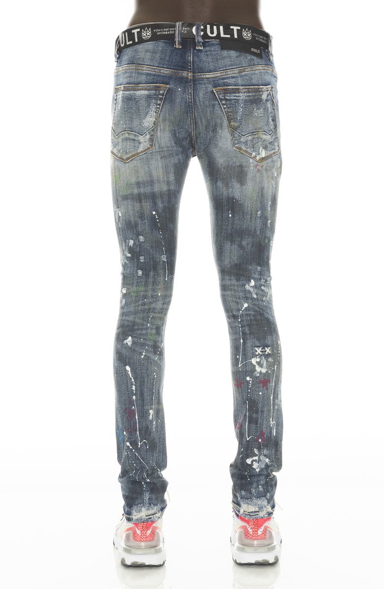 Cult of Individuality Punk Belted Distressed Super Skinny Jeans, Alternate, color, Chaos