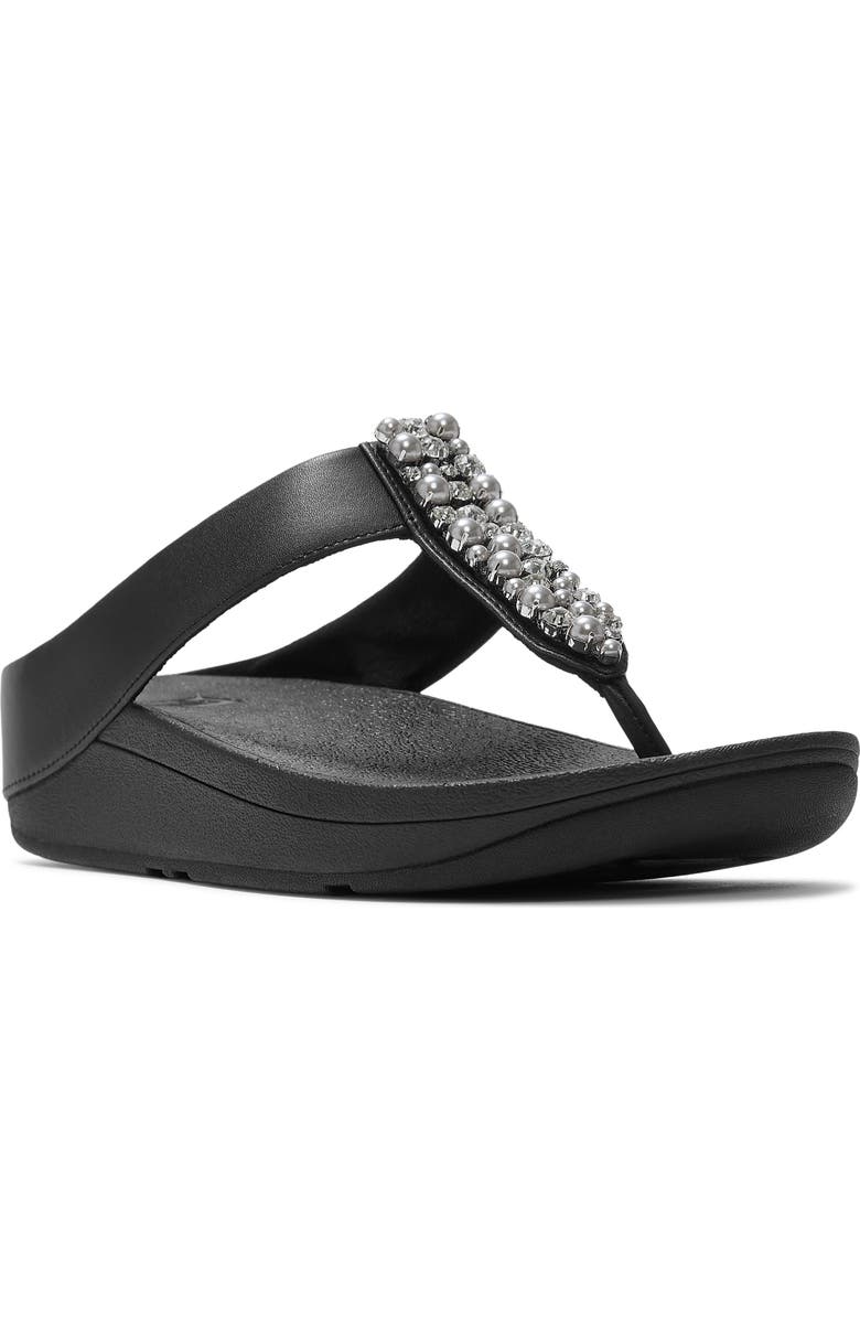 FitFlop Fino Pearls and Crys Sandal, Main, color, Black