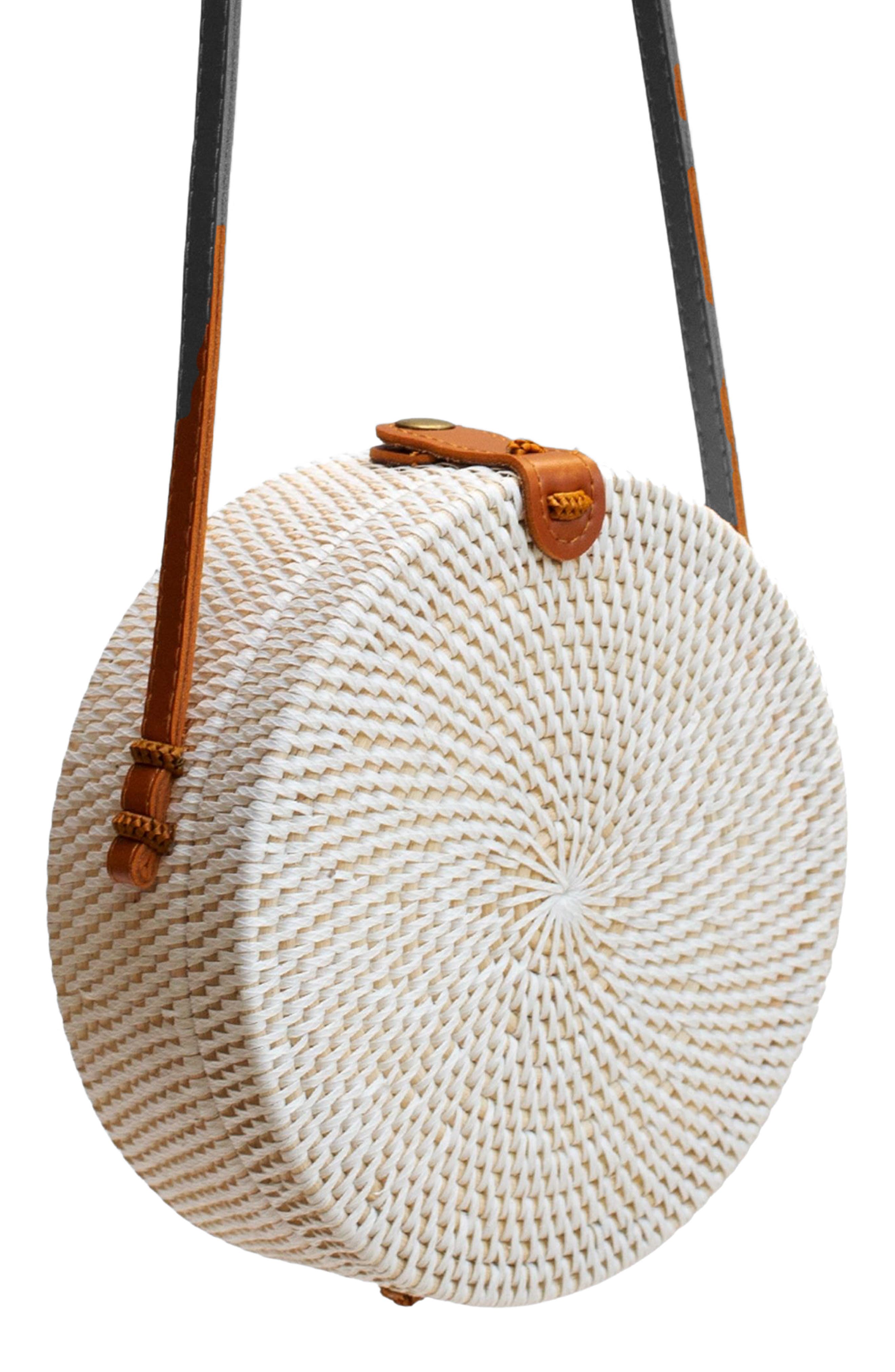 Jelavu Ata Kauri Rattan Canteen Crossbody Bag, Alternate, color, White