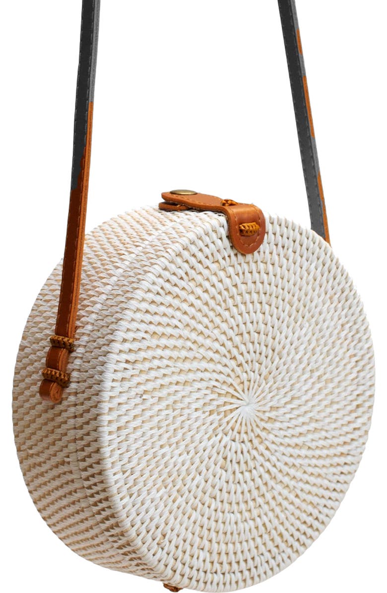 Jelavu Ata Kauri Rattan Canteen Crossbody Bag, Alternate, color, White