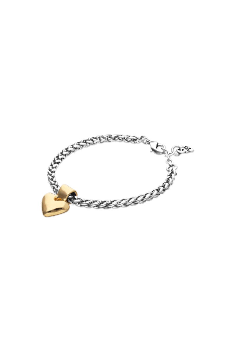 UNODE50 Sterling Silver Plated Chain Bracelet With 18K Gold Heart Detail, Alternate, color, Silver And Gold