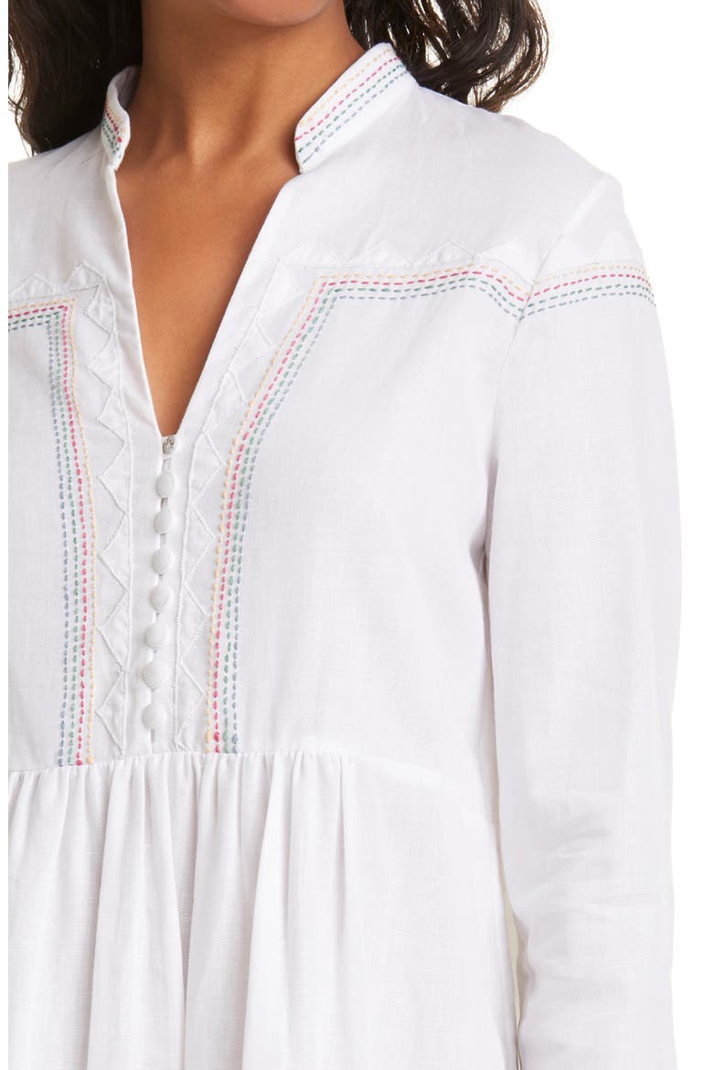 Alexia Long Sleeve Cotton Tiered Dress, Alternate, color, 01/ 5413-WHITE/ TRIANGLE EMB
