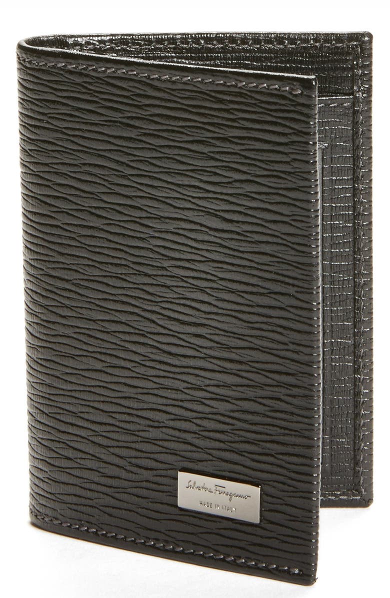 FERRAGAMO Salvatore Ferragamo Stamped Calf Card Wallet, Main, color,
