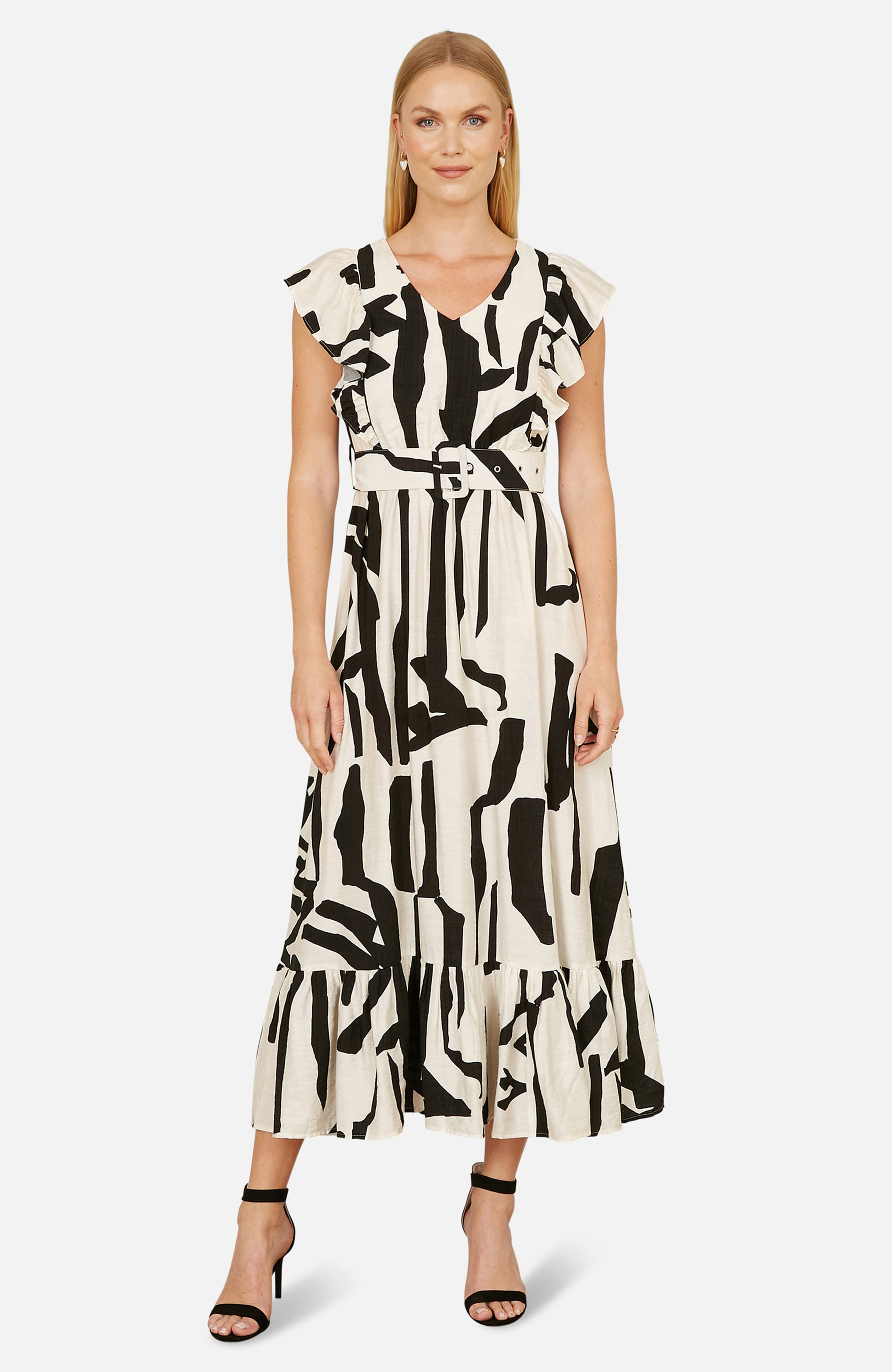 Abstract Print Midi Dress