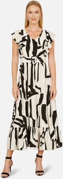 Yumi Abstract Print Midi Dress