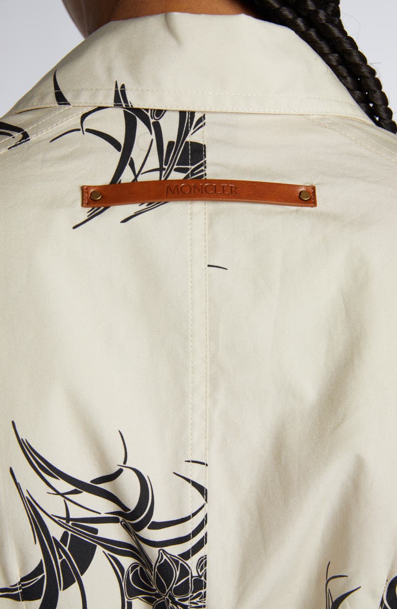 Moncler Floral Print Cotton Belted Shirtdress, Alternate, color, Light Beige Print