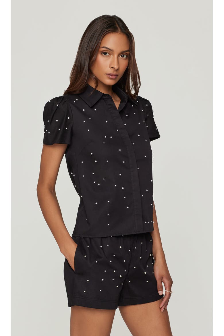 Murphy Pearl Embellished Poplin Shirt, Alternate, color, Black